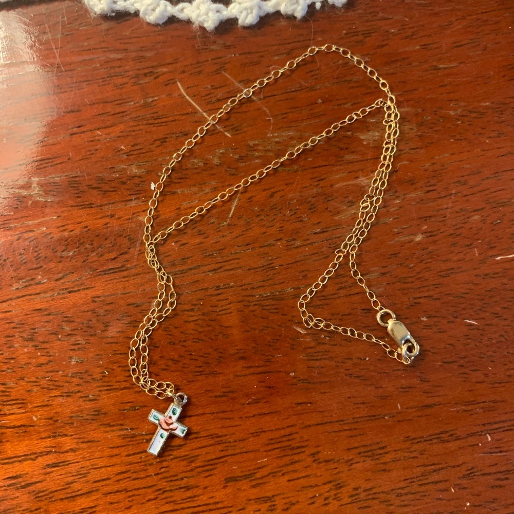 14K Gold Cross on 14K GF Chain